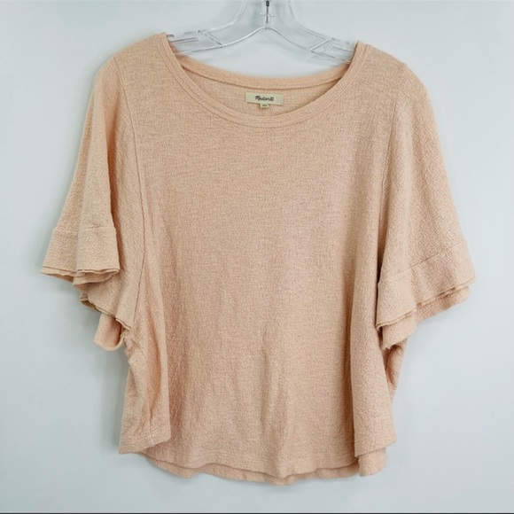 Madewell peach flutter sleeve blouse - L - Picture 1 of 2